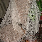Ажурная шаль Кремовая из шерсти и кашемира с бисером