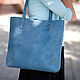 Кожаная женская сумка голубого цвета ручной работы, Классическая сумка, Днепр,  Фото №1