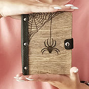 Канцелярские товары handmade. Livemaster - original item Notebook A6 made of wood and genuine leather. Handmade.