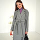 Oversize wool coat Gray striped demi-season long wool. Coats. mozaika-rus. My Livemaster. Фото №6