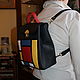 Order Black leather backpack with red yellow,blue squares Mondrian. Leather  Art  Phantasy. Livemaster. . Backpacks Фото №3