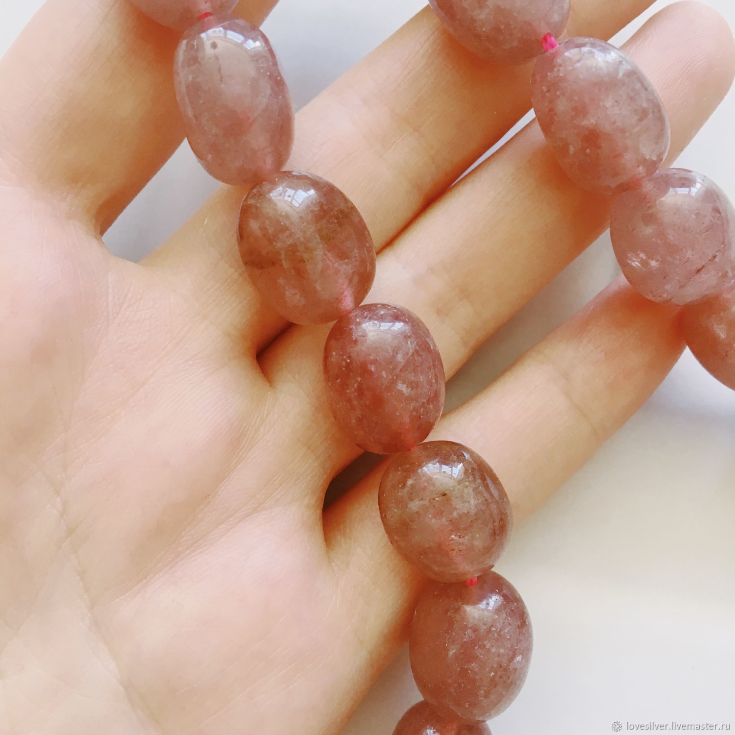 КВАРЦ Клубничный натуральный Бочонки гладкие 16х12мм купить в интернет ...