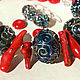 'The red and the black' coral lampwork silver Thailand, Jewelry Sets, St. Petersburg,  Фото №1