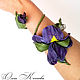Yellow Purple irises brooch and leather bracelet set. Jewelry Sets. flowersstyle (flowersstyle). My Livemaster. Фото №4