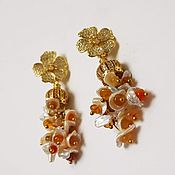 Украшения handmade. Livemaster - original item Pearl and opal brush earrings. Handmade.