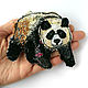 Panda, author's hand embroidery. Brooches. Textile art ruM aniraM. Online shopping on My Livemaster.  Фото №2