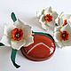 Brooch leather daffodil with carnelian. Brooches. Shagree (Shagree). My Livemaster. Фото №6