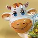 Cow Burenka Spring piggy bank. Symbol of 2021. Piggy Bank. Veselyj farfor. Интернет-магазин Ярмарка Мастеров.  Фото №2