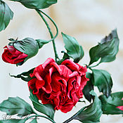 Красно черные ирисы Комплект украшений цветы из кожи замши