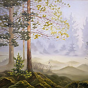 Картины и панно handmade. Livemaster - original item Oil painting "Misty morning in the forest". Handmade.