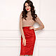 The pencil skirt made of eco-suede is scarlet, the skirt is red in figure-fitting, Skirts, Novosibirsk,  Фото №1