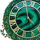 Часы настенные зелёного изумрудного цвета с натуральным камнем. Часы классические. Инна (art.atmosfera1). Интернет-магазин Ярмарка Мастеров.  Фото №2