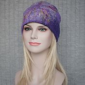 Аксессуары handmade. Livemaster - original item Felted women`s hat.Warm woolen lilac beanie hat. Handmade.