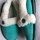 Women's light green fur Slippers, Slippers, Moscow,  Фото №1