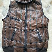 Мужская одежда handmade. Livemaster - original item Sheepskin leather vest 46-48. Handmade.