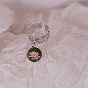 Кольца украшение с вышивкой Полуночный Мак кольцо в подарок девушке