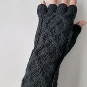 Аксессуары handmade. Livemaster - original item Knitted mittens by Eleanor, M black. Handmade.