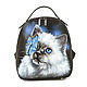 Leather backpack ' Cat with a blue butterfly'. Backpacks. Pelle Volare. Online shopping on My Livemaster.  Фото №2