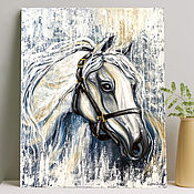 Картины и панно handmade. Livemaster - original item Painting with a white horse. Abstract oil painting of a Horse. Handmade.