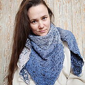 Аксессуары handmade. Livemaster - original item scarves: Women`s handkerchief cotton blue. Handmade.