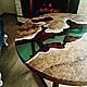 Журнальный круглый стол из массива и эпоксидной смолы, Столы, Ковров,  Фото №1