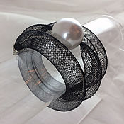 Copy of Mesh tube bracelet with pearls, 5-strand