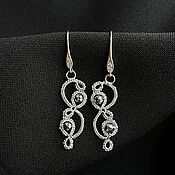 Украшения handmade. Livemaster - original item Lace Silver earrings frivolite with terahertz. Handmade.
