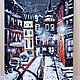 Miniature oil painting city 'City in the snow' 10/15 oil, Pictures, Moscow,  Фото №1