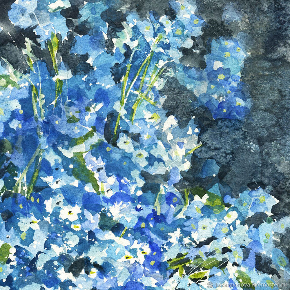 Watercolor Painting Forget Me Nots Painting With Flowers Kupit Na Yarmarke Masterov Khajycom Pictures Magnitogorsk