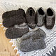  knitted downy sneakers, gray ( 328), Socks, Orenburg,  Фото №1