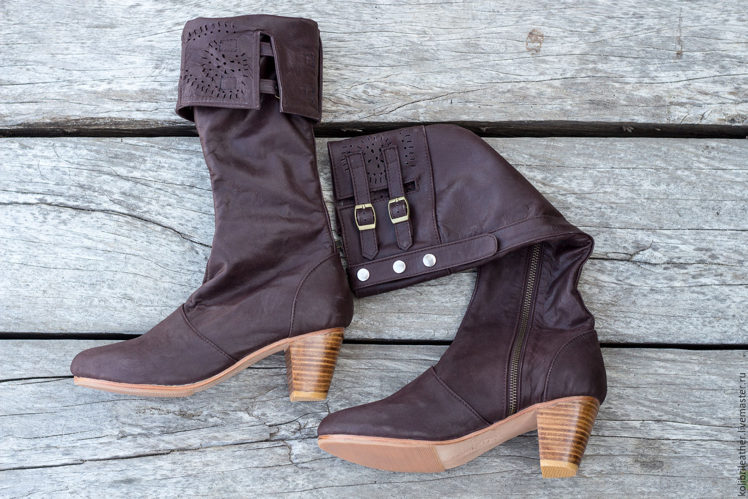 Женские кожаные сапоги демисезонные . Сапоги из натуральной кожи в ...