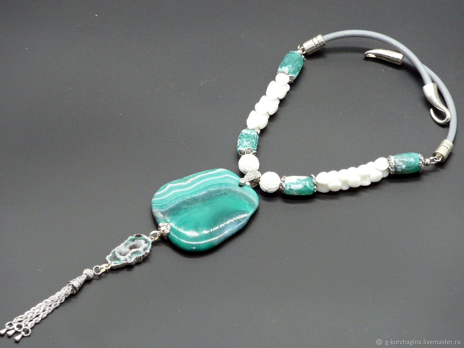 'Sea surf ' choker and green agate earrings, Jewelry Sets, Voronezh,  Фото №1