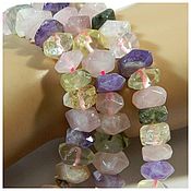 Материалы для творчества handmade. Livemaster - original item Beads mix prehnite, amethyst, citrine, rose quartz. 19 cm. Handmade.