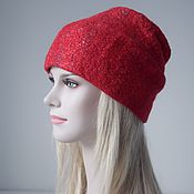 Аксессуары handmade. Livemaster - original item Felted women`s hat.Warm Wool Felted Red beanie Hat. Handmade.