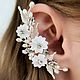 Свадебные серьги с жемчугом и цветами , свадебный кафф. Серьги. Si Wedding Accessories. Ярмарка Мастеров.  Фото №4
