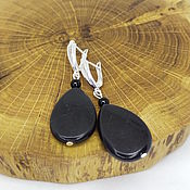 Украшения handmade. Livemaster - original item Black Drop Earrings (basanite, obsidian). Handmade.