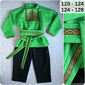 Русский стиль handmade. Livemaster - original item Russian folk costume dance for boy green gold. Handmade.