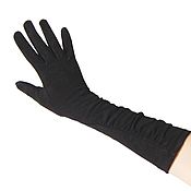 Винтаж handmade. Livemaster - original item Demi-season gloves made of natural black velour. Handmade.