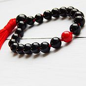 Фен-шуй и эзотерика handmade. Livemaster - original item Red rosary beads in black agate. Handmade.