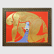 Картины и панно handmade. Livemaster - original item Interior painting with gold medal Samson and Delilah in Art Deco style. Handmade.