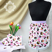Сувениры и подарки handmade. Livemaster - original item Gifts for March 8: An apron for a girl a potholder and a towel Cupcakes. Handmade.