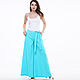 Order Turquoise Palazzo pants made of 100% linen. etnoart. Livemaster. . Pants Фото №3