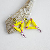 Украшения handmade. Livemaster - original item Lemon Yellow Triangular Beaded Earrings. Handmade.