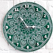 Для дома и интерьера handmade. Livemaster - original item Watch classic: Emerald with numbers Mandala d 30cm.. Handmade.