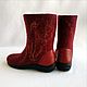 Boots boots Bordeaux with leather heel. Felt boots. Zhanna. My Livemaster. Фото №4