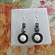 Order Hook earrings, 925 silver with hematite and white agate. marusjy. Livemaster. . Earrings Фото №3