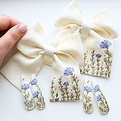 Украшения handmade. Livemaster - original item Bow Hairpin Ivory Linen - Embroidery wildflowers. Handmade.