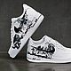 Кастомные кроссовки белые nike  AF1, ручная роспись, Волк и Заяц арт. Кроссовки. Olgavolgoart. Роспись одежды и обуви. Кастом. Ярмарка Мастеров.  Фото №13