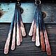 Long forged copper earrings Rays - completely handmade, Earrings, Stavropol,  Фото №1