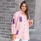 Camisa de lino de gran Tamaño con parches bordados en polvo rosa. Blouses. NATALINI. Интернет-магазин Ярмарка Мастеров.  Фото №2